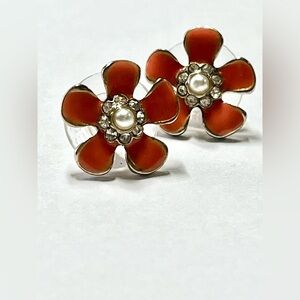 Floral Orange Coral Earrings